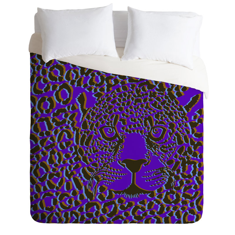 Glam Polyester Animal Print Duvet Cover, King Duvet Cover + 2 King Shams