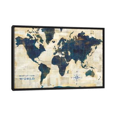 «World Map Collage» par Sue Schlabach, reproduction d'art sur toile tendue