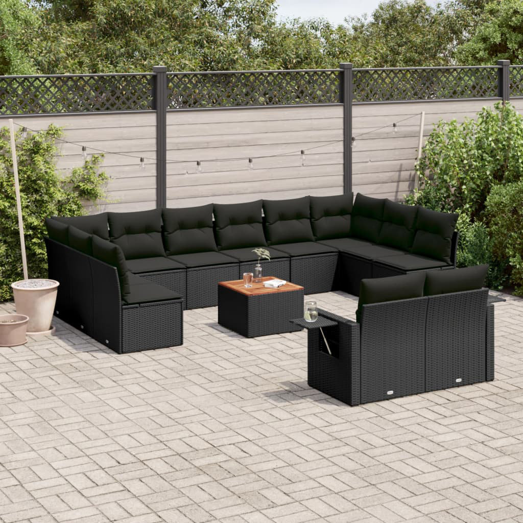 Vidaxl 13-Tlg. Garten-Sofagarnitur Mit Kissen Schwarz Poly Rattan 5