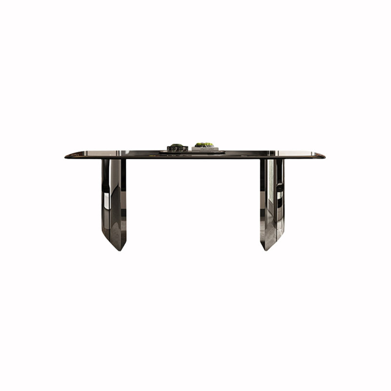 Kepner Glass Top Metal Base Dining Table, 31.5" W x 59.06" L