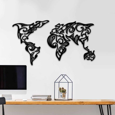 Decorative Black Metal Wall Accessory, 33.9 x 18.5 inches | 100% Metal Construction, Thickness: 0.06 inches | Easy Wall Mount Design | Stylish Home Decor for Living Room, Office, or Entryway
