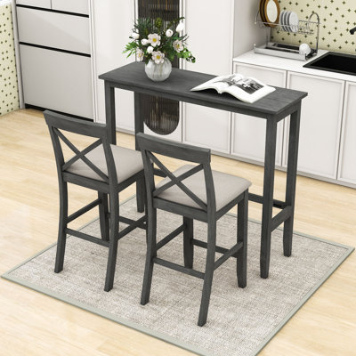 Dining Set with Rectangular Table and 2 Upholstered Chairs