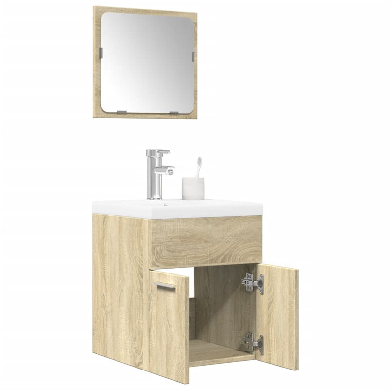 22-2 Glass Bathroom Storage Furniture Set, Sonoma oak