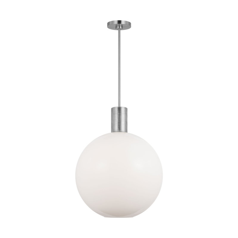 Luminaire suspendu de cuisine 1 lumière avec abat-jour lait Colewood, Nickel brossé, H 68,5 po x l 20 po x P 20 po