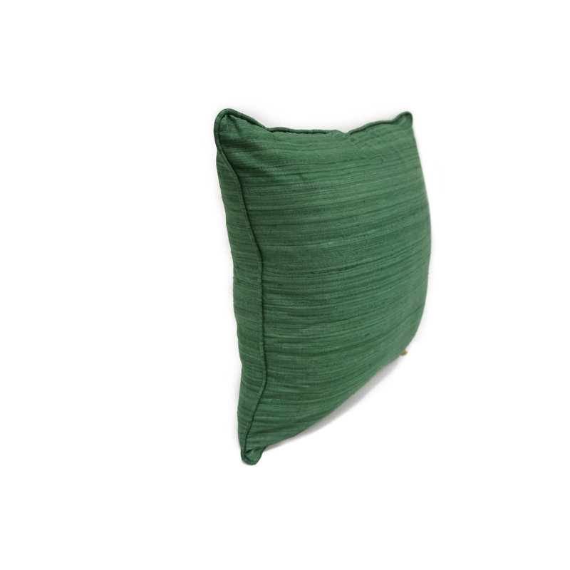 Coussin en soie brute 18 po, Vert foncé