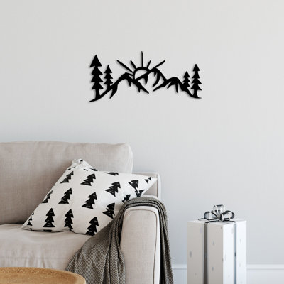 Élégant accessoire mural décoratif en métal, finition noire, 23,6 po x 10,2 po | Fabrication 100% métal, épaisseur: 0,06 po | Léger à 0,88 lb | Parfait pour la décoration intérieure, l'esthétique moderne et l'art mural unique