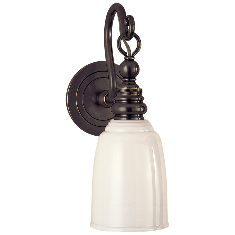 Chapman & Myers Boston Loop Arm Sconce, Bronze, White
