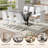 71" Dining Table Set For 8, Glass Dining Room Table Set With Tempered Glass Tabletop And PU Leather Chairs-556551276-554420038