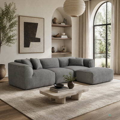 Luxury Living Room Double-Needle Cut Velvet Sofa, 4-Seater With Pure Sponge Seat Cushions And A Detachable Footstool, Includes 3 Throw Pillows. Ideal For Living Rooms, Apartments, And More.