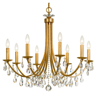 Lustre classique / traditionnel à 8 lumières de style bougie avec détails en cristal Mahone