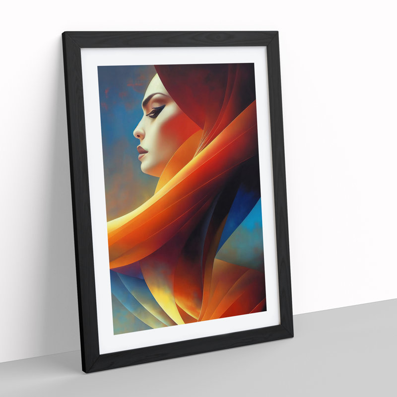 XV1022-5313X Woman In Flames - Single Picture Frame Print, 64cm H x 46cm W x 2cm D, Black