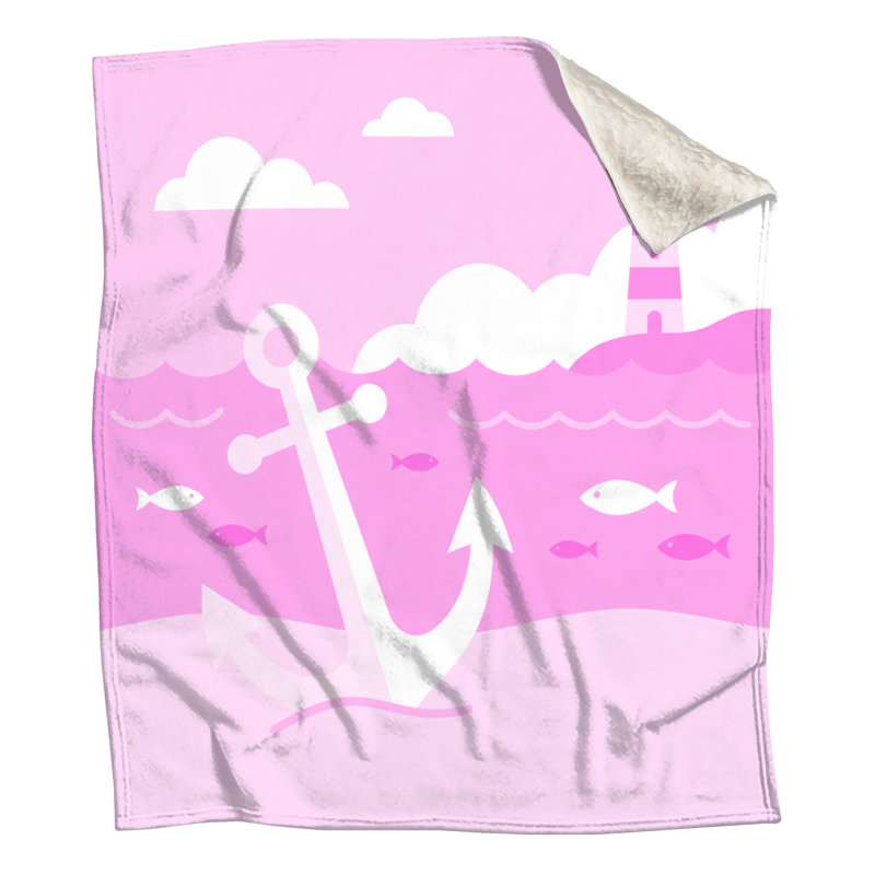Couvertures de poisson Anchor Lighthouse, L 50 po x H 60 po, Light Pink White