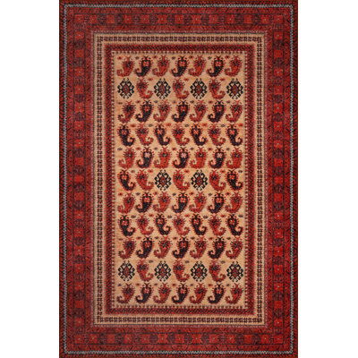 Vintage Look Woven Base Decorative Red Moroccan Carpet