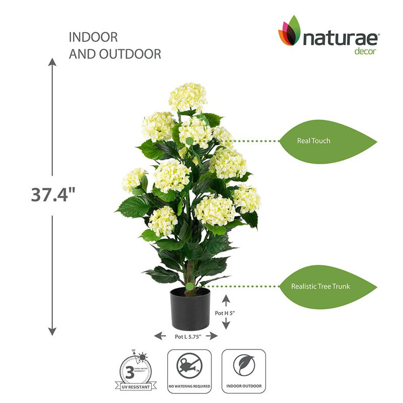 ARTIFICIAL 36 IN PINK HYDRANGEA, White