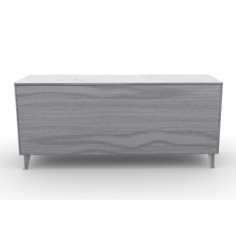 Boston Dresser with 6 Drawers, White Marble Ceramic, Smoke