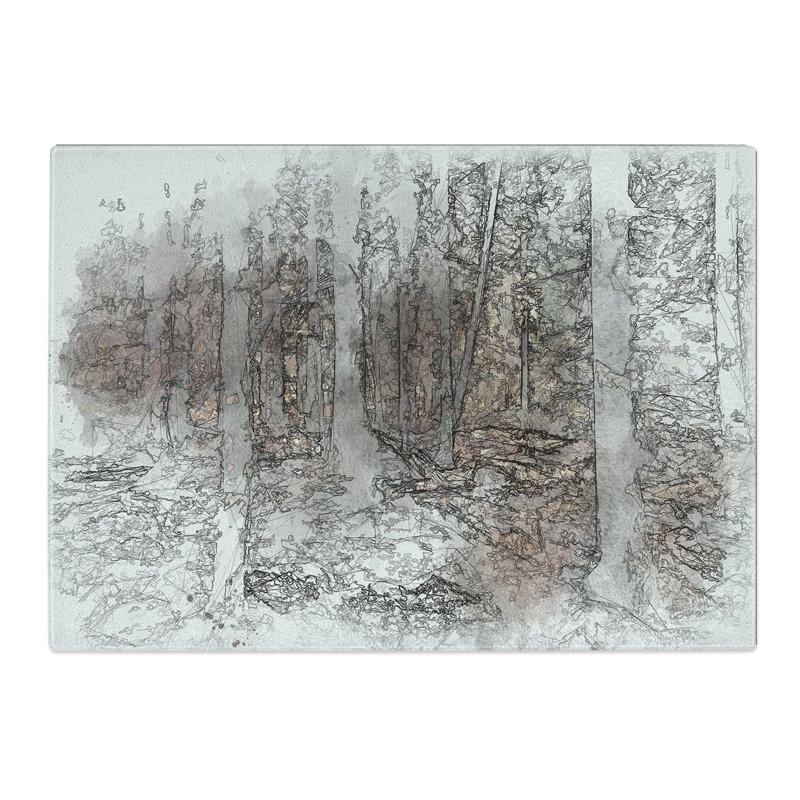Tempered Glass Within the Woods Sketch Chopping Board, 20 cm x 28.5 cm