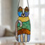 13" H Crazy Cat-Stained Glass Window Panel