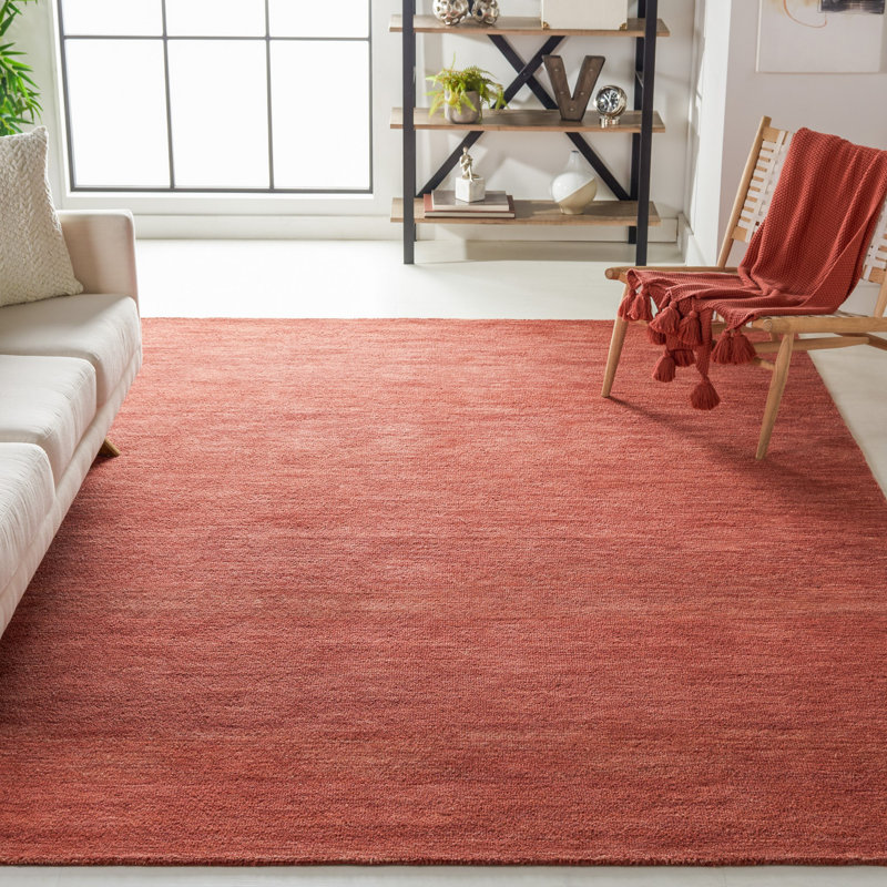 Tapis orange en laine / coton touffeté à la main Metro, Rectangle 8 pi x 10 pi