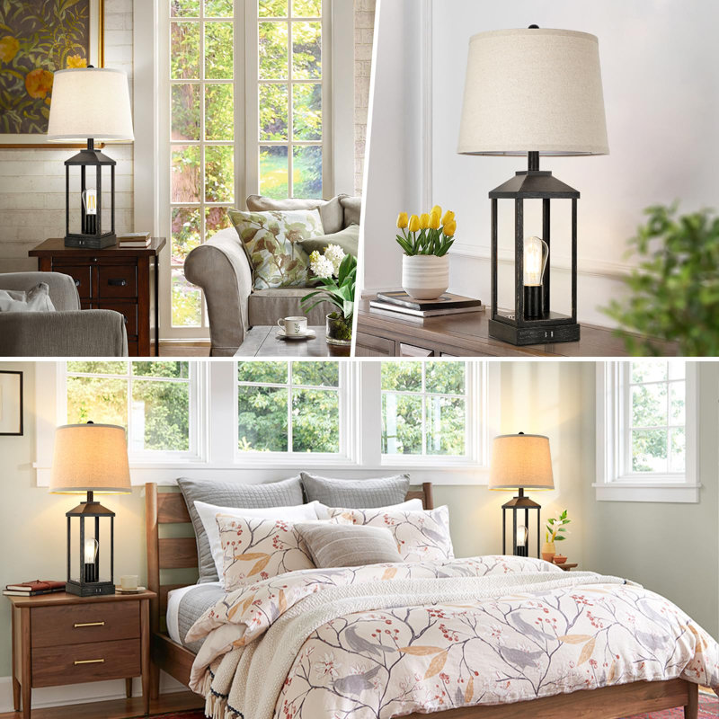 Lampe de table Barbary, Noir, H 27 po x l 6 po x P 6 po