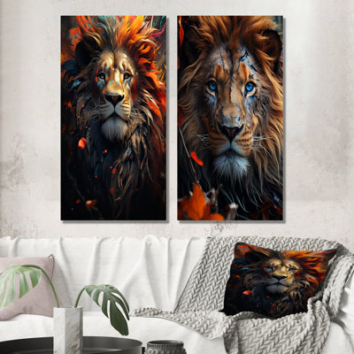 «Lion Wild Essence», ensemble de 2 reproductions d'art sur toile