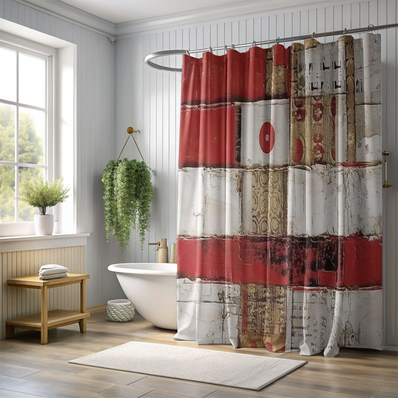 Rideau de douche abstrait Eula, H 74 po x l 71 po