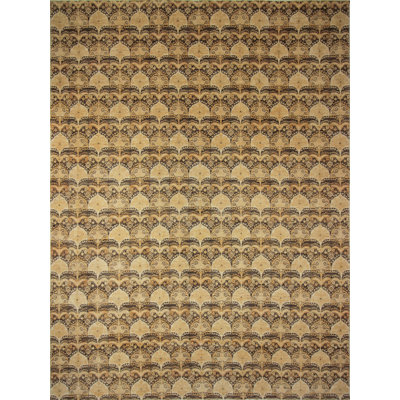 Tapis de zone en laine 9 pi 7 po x 13 po one-of-kind noué la brown Acree