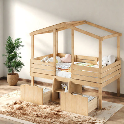 Lits pour enfants peu encombrants avec rangement, chambre d'enfant simple en bois aggloméré en bois aggloméré