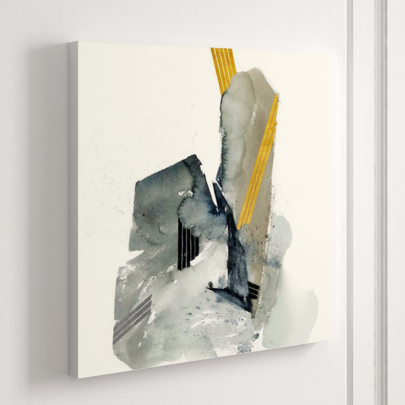 «Rocky Island I» par Sara Brown, impression sur toile tendue, Or doré et argent, H 24 po x l 24 po x P 1,5 po