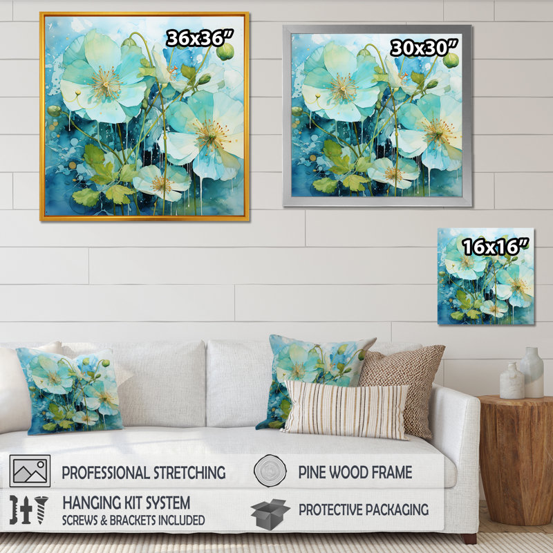 «Blue Morning Glory Spring Awakening I - Morning Glory», art mural, H 30 po x l 30 po x P 1,5 po, Toile tendue