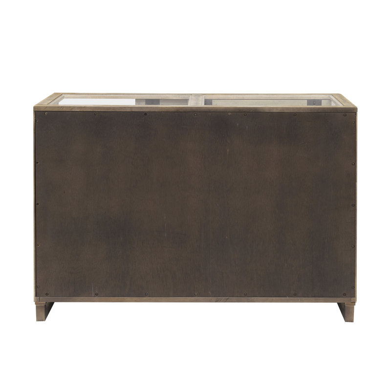 Light Wood Oak Veneer Lighted China Cabinet with Sliding Doors