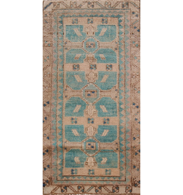Tapis turc bleu géométrique Anatolian