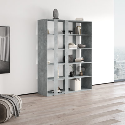 Turin 59.1" Concrete Bookcase