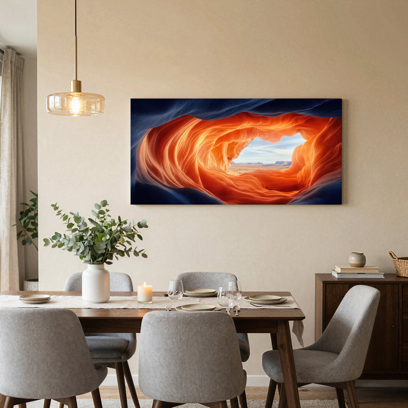 «Glowing Orange» en grès fente Canyon Desert Mesa, impression sur toile, 46“W x 24”H