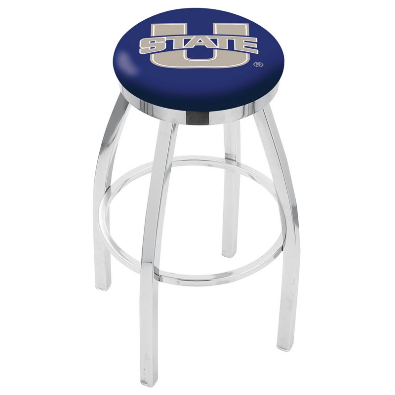 NCAA 36" Swivel Bar Stool, Utah State, Chrome