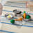 Deluxe Cookware Metal Play Set with 11 Pieces of Play Food