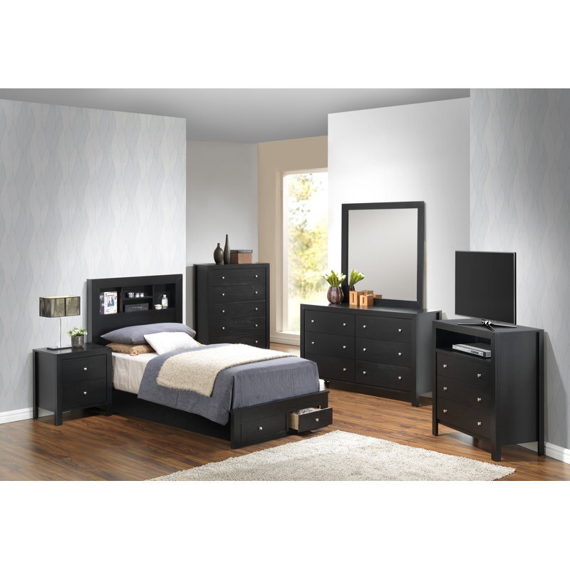 Sleek Dual-Purpose Black Storage Bed
