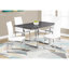 Table de salle à manger rectangulaire 60 po, surface stratifiée grise, base en métal, design contemporain, table à 4 places 60 po, ajustement des pieds, moderne