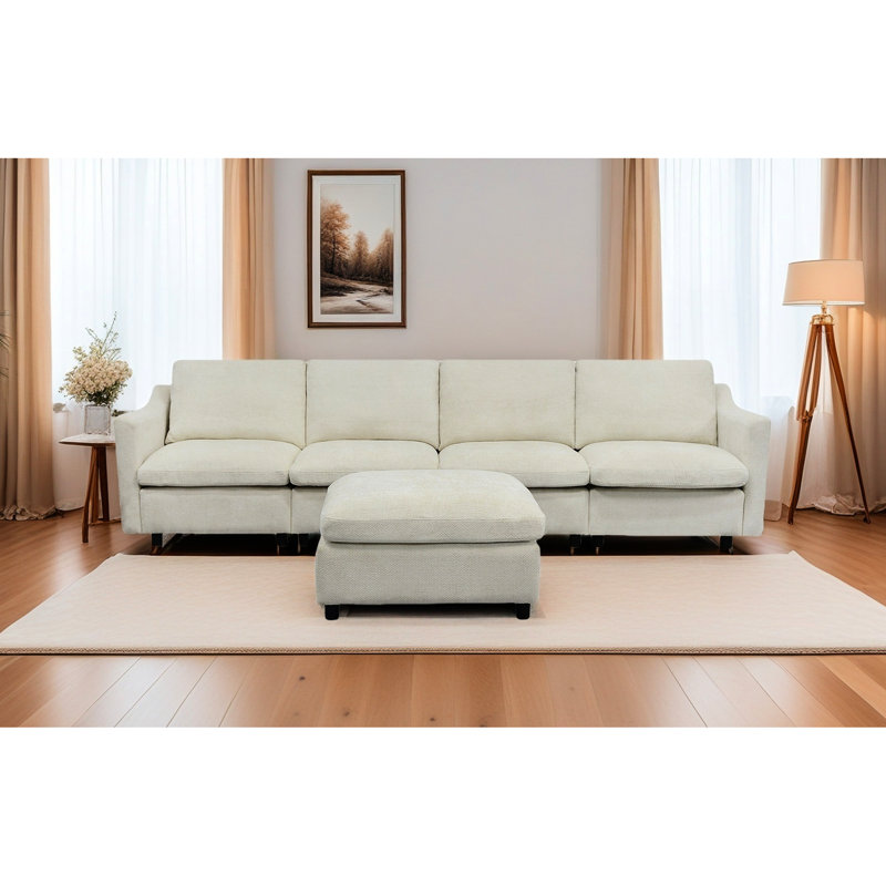 Tissu beige avec - Confortable, ergonomique pour appartement, salon, bureau, 4, conception, mousse à mémoire de forme