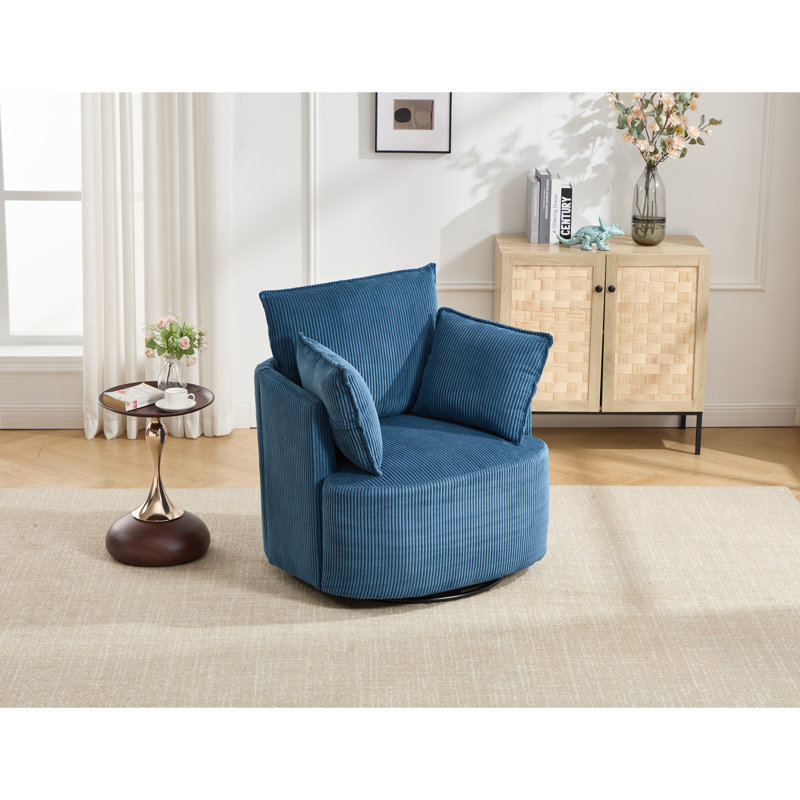 Chaise pivotante rembourrée en velours côtelé, Velours côtelé bleu