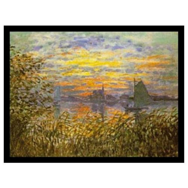 «Sunset at Lavacourt» par Claude Monet - reproduction d'art sur papier encadrée