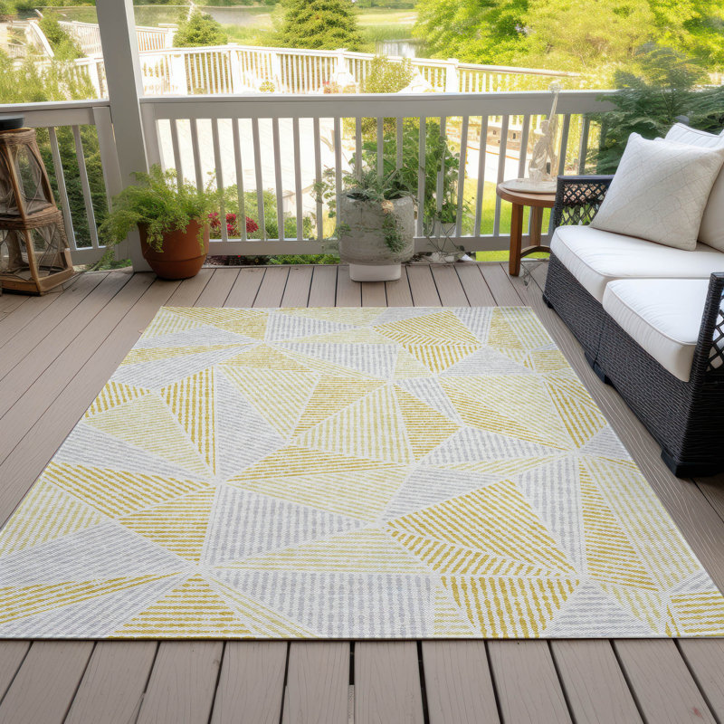 Tapis d'intérieur / extérieur en polyester tissé à la machine Itzayana, Rectangle 8 pi x 10 pi