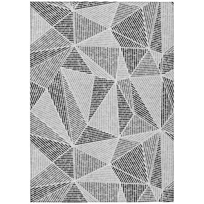 Tapis extérieur lavable à motif géométrique gris anthracite et gris 10 pi x 14 pi