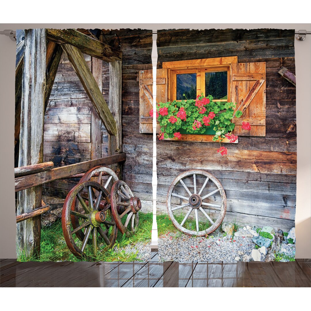 Rustikaler Vorhang, Urlaub auf dem Bauernhof Land, Rustikal, Braun Grün Rot