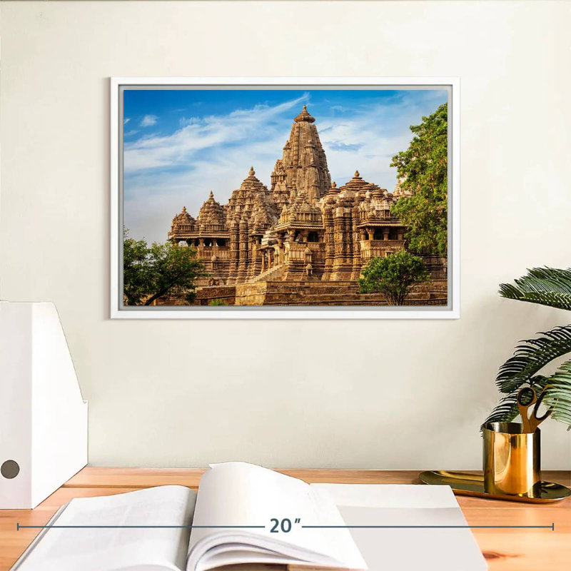 Ancien Kandariya Mahadeva, Cadre flottant blanc, 13 po x 9 po