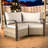 2-Piece Patio Wicker Sectional Seating Group Sofa, Metal Curved Armrest-1075571326