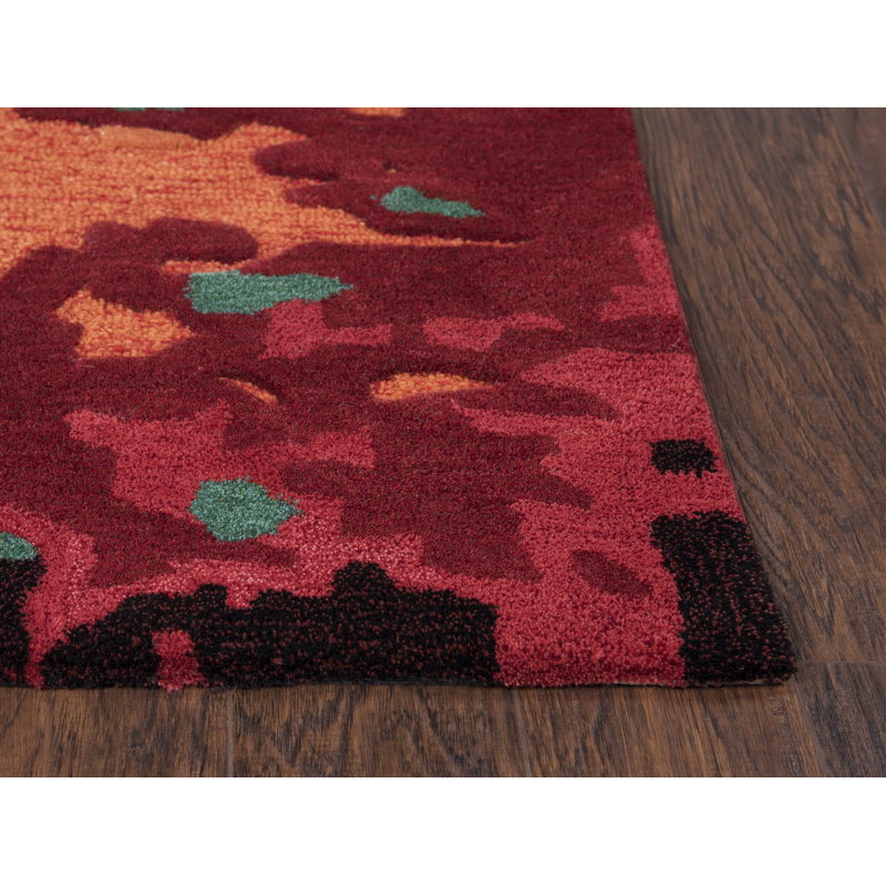 Tapis orange / brun en laine touffeté à la main Prentice, Rectangle 5 pi x 8 pi