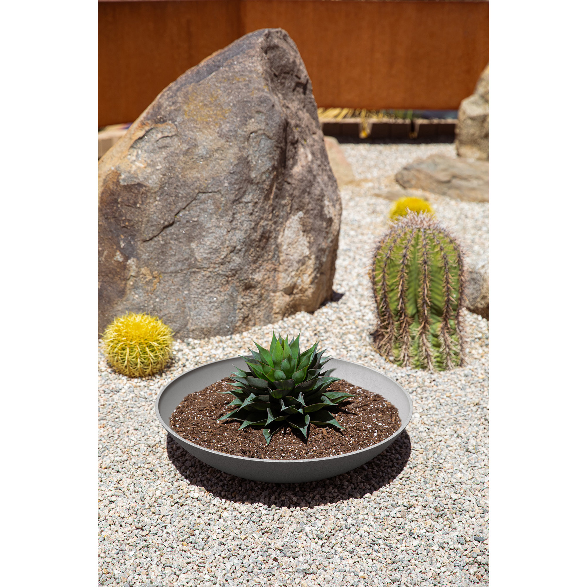 Pure Series Lane Bowl Planter, Set of 1, Charcoal, 6" H x 24" W x 24" D