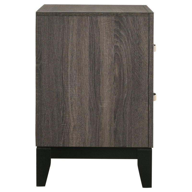 Stephan Grey Oak 2-Drawer Nightstand, Gray