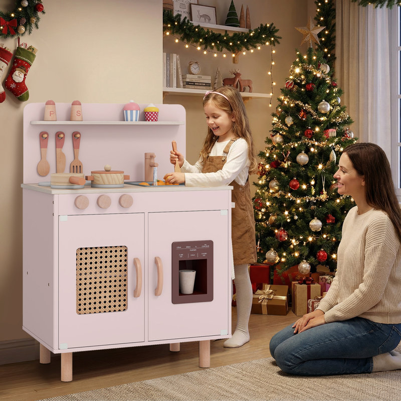 Salle de sport Gymax avec accessoires de poêle à glace et rangement pour évier d'eau réalistes - rose, Pink