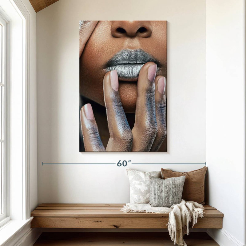 Shuttleworth Metallic Silver Lips, 48" H x 32" W
